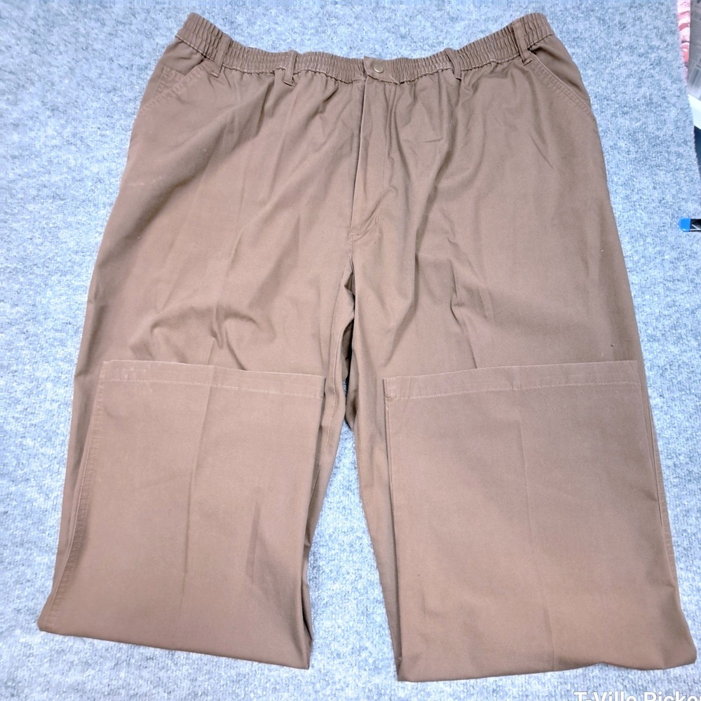 Haband Casual Joe Mens Brown Elastic Waist Pants Size 50L Straight Leg Twill